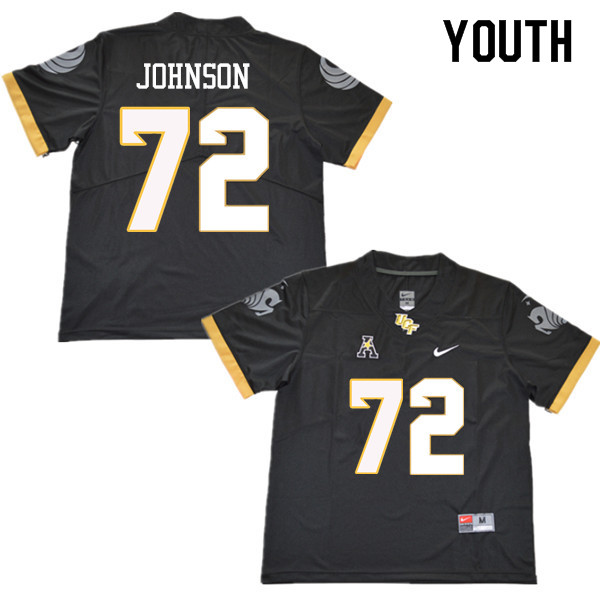 Youth #72 Jordan Johnson UCF Knights College Football Jerseys Sale-Black